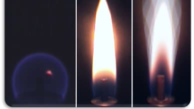Comparaison des flammes sur la Lune, en micro-gravité et sur Terre
