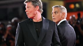 Brad Pitt et George Clooney à la Mostra de Venise, le 1er septembre 2024.