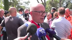 Éric Ciotti a pris la parole lors de l'hommage rendu à Éric Comyn à Mandelieu-la-Napoule mercredi 28 août 2024.