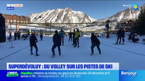 Superdévoluy: la pratique du snow-volley attire les curieux au pied des pistes