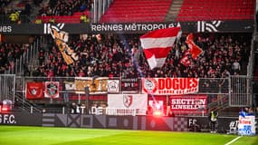 Le parcage des supporteurs de Lille lors d'un déplacement à Rennes, le 16 février 2025.