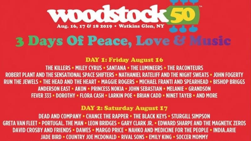 La programmation de Woodstock 50 