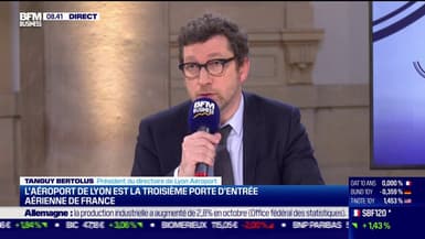 Tanguy Bertolus (Président du directoire de Lyon Aéroport): "On voit que l'engouement pour le voyage est très fort [...] On était à 12 millions de passagers avant la crise, à ce stade, on est à 50 - 60% du trafic d'avant-crise"