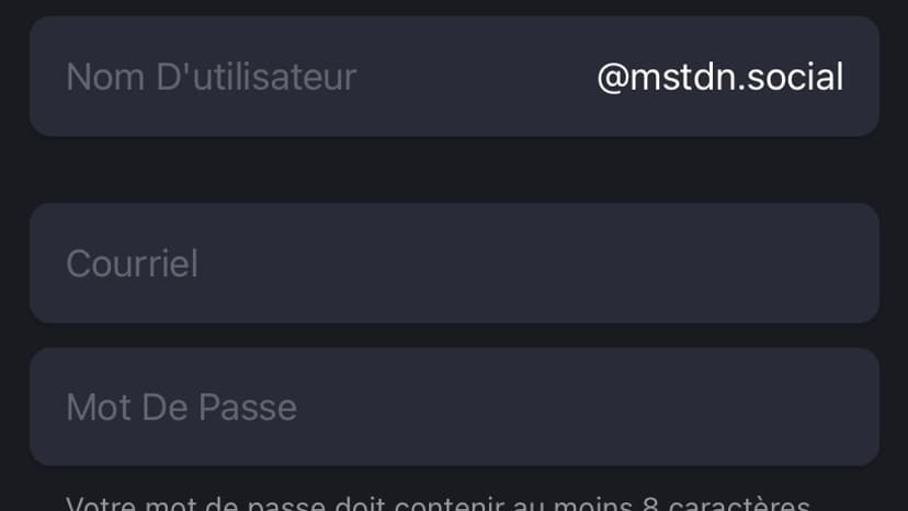 Interface "Parlez-nous de vous" de Mastodon