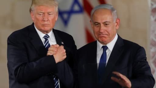 Le président des Etats-Unis Donald Trump (g) et le Premier ministre israélien Benjamin Netanyahu, le 23 mai 2017 à Jérusalem