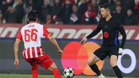 Robert Lewandowski lors du match Belgrade-Barça (2-5, Ligue des champions), le 6 novembre 2024