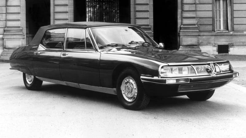 Photo prise en mai 1972 de la nouvelle Citroën SM du président Pompidou.