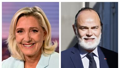 Marine Le Pen, la cheffe des députés du Rassemblement national, et l'ancien Premier ministre Édouard Philippe. Montage photo.