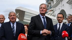 Le Premier ministre Michel Barnier s et le ministre de l'Intérieur Bruno Retailleau à Annecy le 12 septembre 2024.