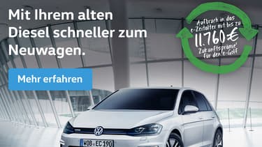 L'affiche de cette offre appliquée sur la e-Golf