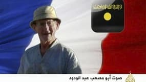 Document vidéo annonçant l'exécution de Michel Germaneau le 26 juillet dernier. Le gouvernement français a adapté début août son plan antiterroriste Vigipirate après l'annonce fin juillet de la mort de l'otage français dans le Sahel. /Photo prise le 26 ju