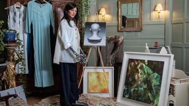 AI-Da, l'humanoide artiste, dans son atelier.