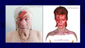 Une retraitée maquillée comme David Bowie sur la pochette de l'album Aladdin Sane 