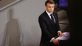 Le président Emmanuel Macron au Bundestag à Berlin, le 22 janvier 2024