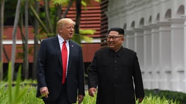 Donald Trump et Kim Jong-un lors de leur rencontre à Singapour le 12 juin