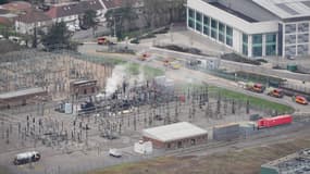 Des images aériennes dy poste de transformation électrique de Hayes ce vendredi 21 mars 2025.