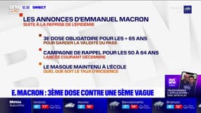 Covid-19: les annonces d'Emmanuel Macron pour contrer une 5e vague