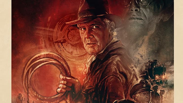 L'affiche française d'Indiana Jones et le cadran de la destinée.
