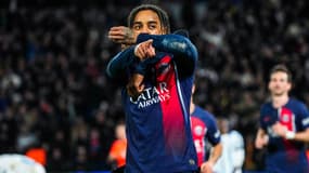 Bradley Barcola avec le PSG, à Paris le 14 février 2024