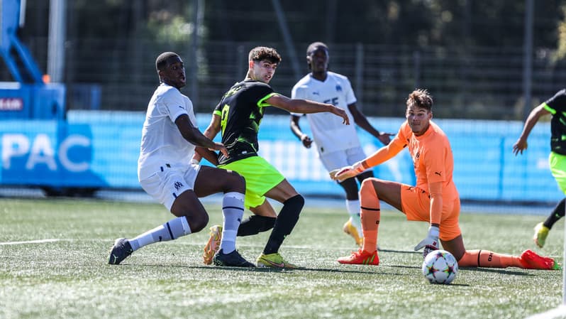 Les Marseillais en Youth League face au Sporting, le 4 octobre 2022.
