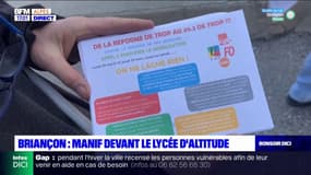 Retraites: des manifestants rassemblés devant le lycée d'Altitude à Briançon
