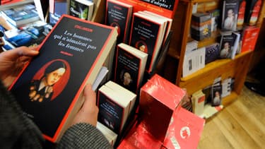 Une personne feuillette "Les hommes qui n'aimaient pas les femmes", premier tome de la trilogie Millenium.