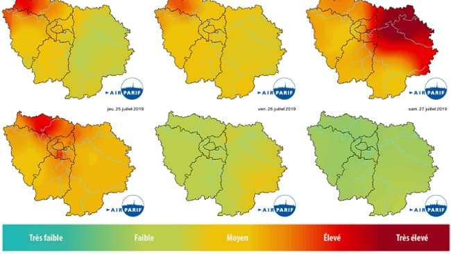 Taux de pollution dans l'air en Île-de-France du lundi 22 juillet au samedi 27 juillet Taux de pollution dans l'air en Île-de-France du lundi 22 juillet au samedi 27 juillet