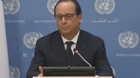 François Hollande lors d'une déclaration en marge du sommet de l'ONU, à New York.