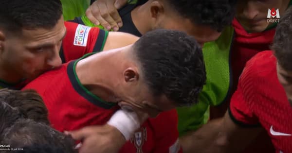 Portugal-Slovénie: les larmes de Cristiano Ronaldo, effondré après son penalty manqué (le 01/07/2024)