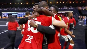 La joie des joueurs de Panam All Starz, qualifiés pour la finale de la Kings League France, le 13 mai 2025