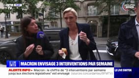 "Ça nous va bien": Marine Le Pen réagit au fait qu'Emmanuel Macron envisage de s'exprimer trois fois par semaine d'ici les législatives 