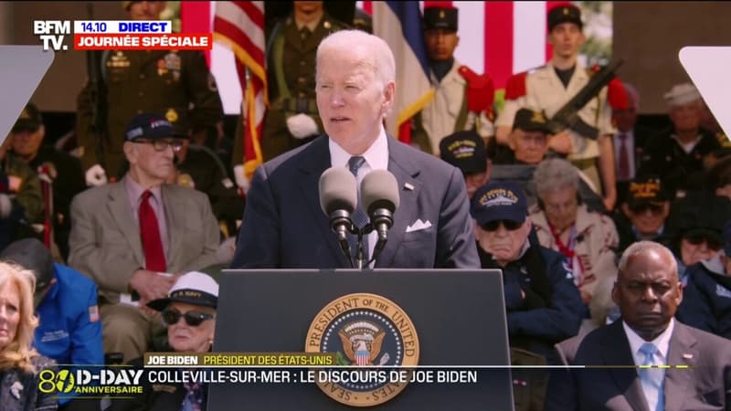 Joe Biden lors de la cérémonie franco-américaine : 