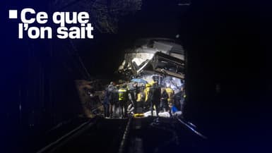 Les services d'urgence en action sur les lieux d'un accident ferroviaire près de la ville de Gelida (Catalogne), après qu'un train de banlieue a déraillé et percuté un mur de soutènement qui s'était effondré sur les voies, faisant un mort et au moins 37 blessés, à Barcelone, en Espagne, le 21 janvier 2026.