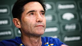 Marcelino (OM) en conférence de presse, le 8 août 2023.