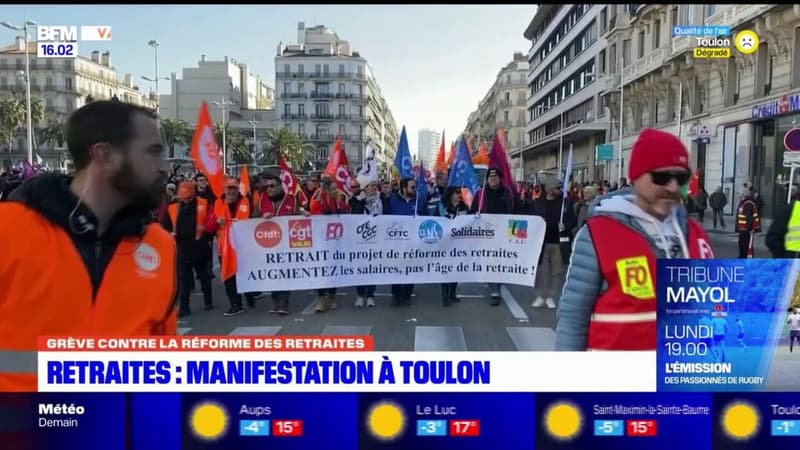 "On ne lâchera rien": des milliers de personnes manifestent contre la réforme des retraites à Toulon
