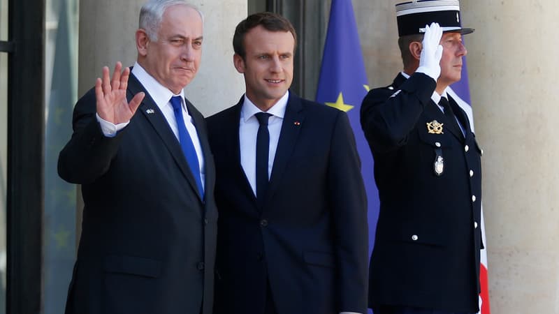 Emmanuel Macron et Benjamin Netanyahu, à l'Elysée, le 16 juillet 2017. 