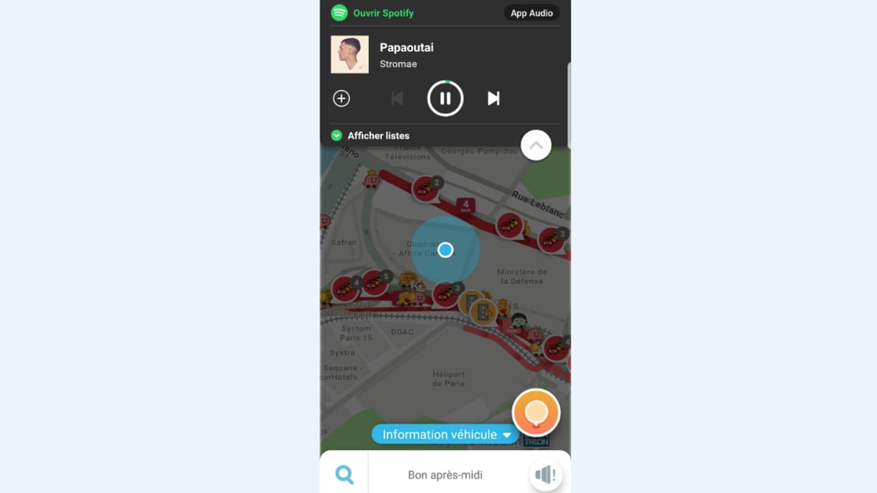 L'intégration de Spotify dans Waze.