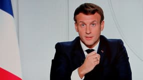 Le président français Emmanuel Macron lors d'une allocution télévisée à Paris pour annoncer le reconfinement du pays le 28 octobre 2020