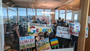 Les bureaux de Google occupés par des manifestants. 