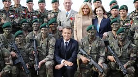 Emmanuel Macron lors des cérémonies de commémoration du débarquement à Colleville-Montgomery le 6 juin 2019