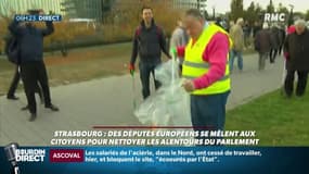 A Strasbourg, des députés nettoient les alentours du Parlement européen