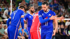 Antoine Brizard face à la Slovénie lors des Mondiaux de volleyball, le 28 août 2022.