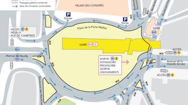 La circulation est modifiée porte Maillot. La circulation est modifiée porte Maillot.