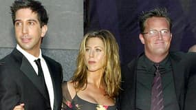 David Schwimmer, Jennifer Aniston et Matthew Perry à New York en 2002