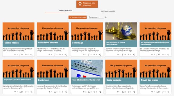 Capture d'ecran - La plateforme questions.parlement-ouvert.fr Capture d'ecran - La plateforme questions.parlement-ouvert.fr