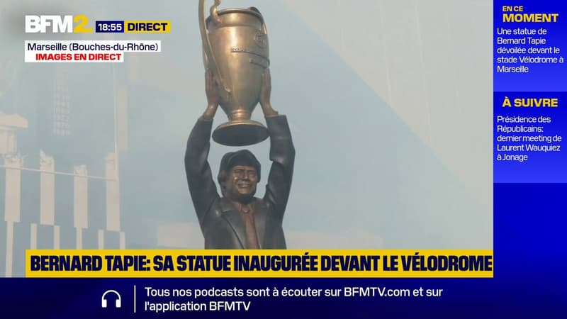 Marseille: la statue de Bernard Tapie a été inaugurée devant le stade Vélodrome