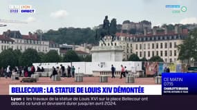Lyon: la statue de Louis XIV démontée sur la place Bellecour