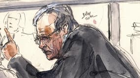 Croquis d'audience représentant Dieter Krombach, lors de son procès devant la Cour d'assises de Créteil, le 27 novembre 2012.