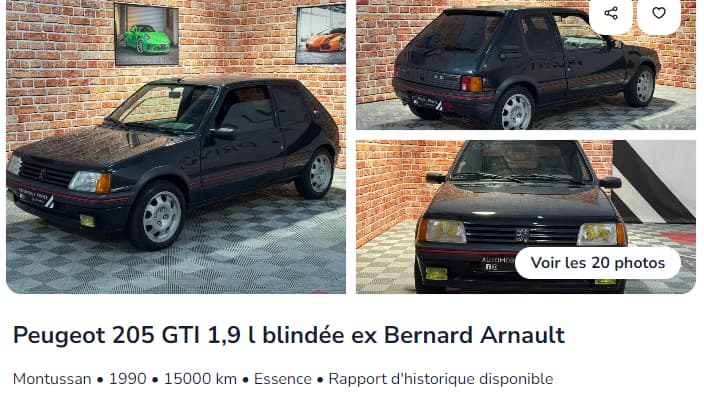 L'annonce sur Leboncoin de la 205 GTi de Bernard Arnault.