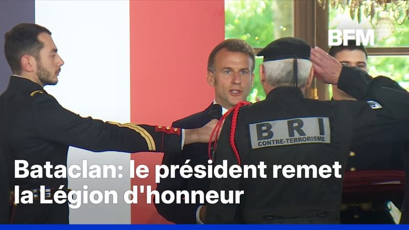 Emmanuel Macron remet la Légion d’honneur aux forces de l'ordre et pompiers intervenus au Bataclan